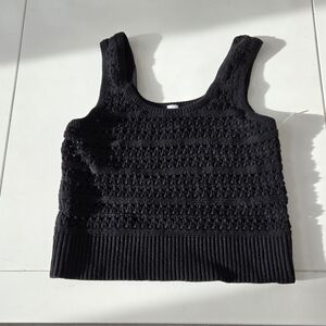 NWOT Black Crochet Knit Tank Top M